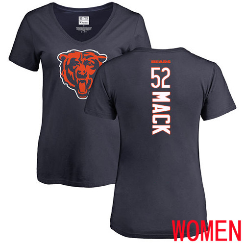 Chicago Bears Navy Blue Women Khalil Mack Backer NFL Football #52 T Shirt->nfl t-shirts->Sports Accessory